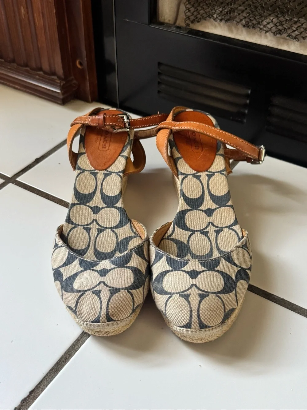 Vintage Y2K Coach Signature Monogram Espadrille Wedges
